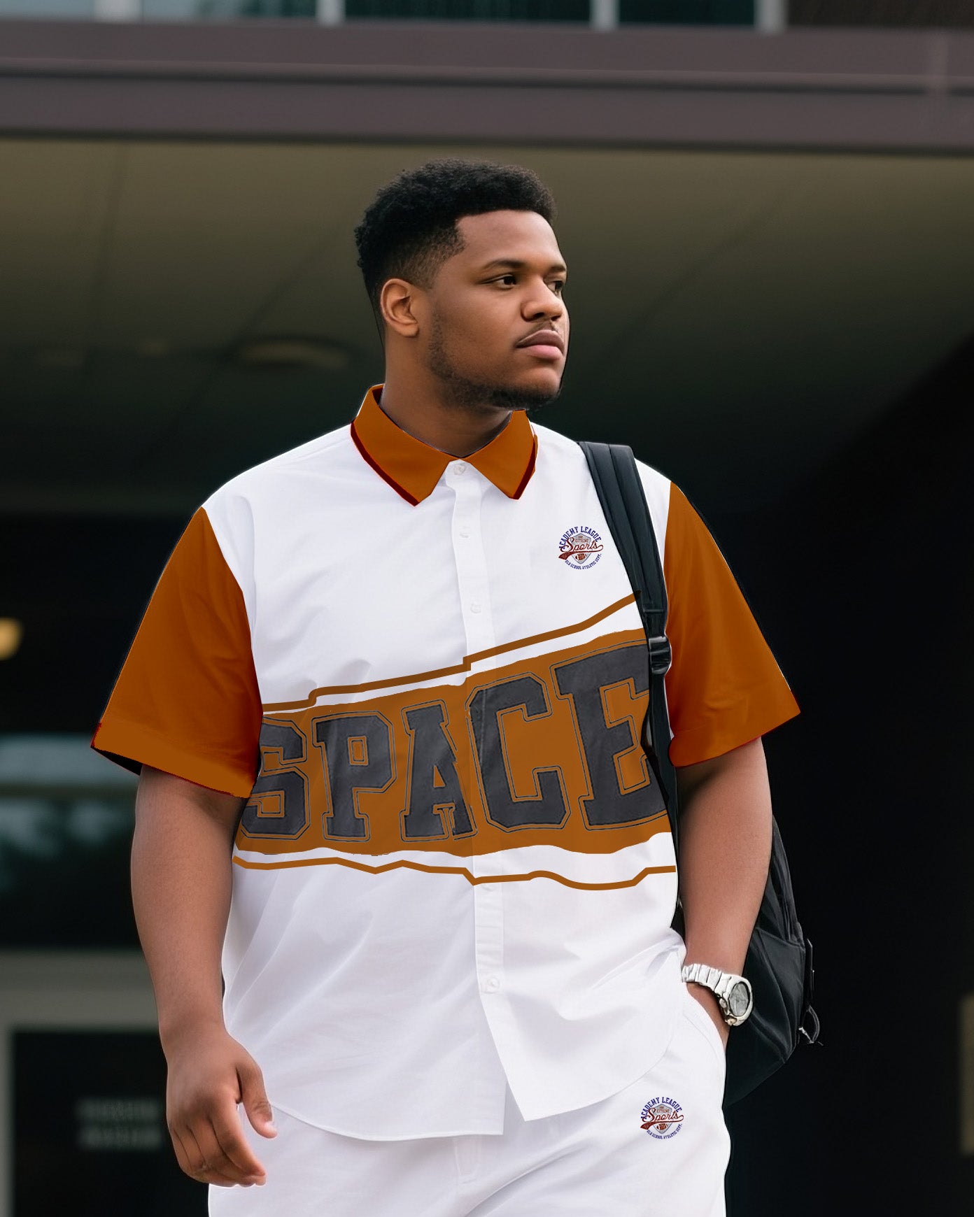 Big & Tall Colorblock Geometric T-Shirt Shorts Set for big men view 2