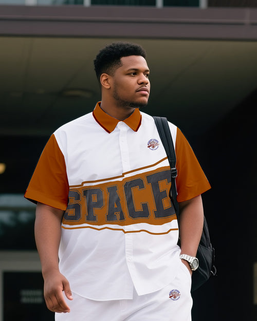 Big & Tall Colorblock Geometric T-Shirt Shorts Set for big men view 2