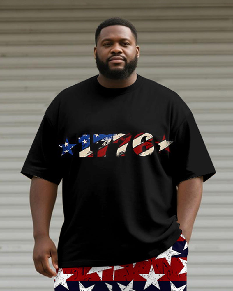 Big & Tall Graphic T-Shirt Shorts Set for big men view 2