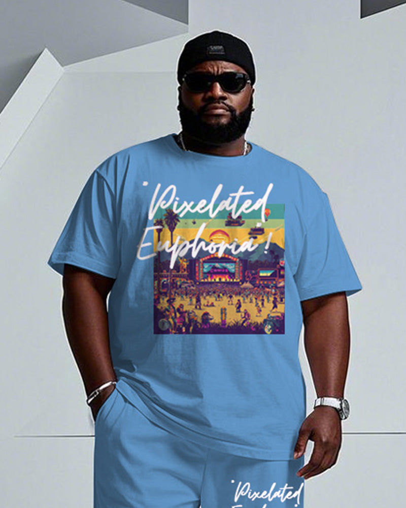 Big & Tall Graphic Streetwear T-Shirt Pants Set for big men view 2