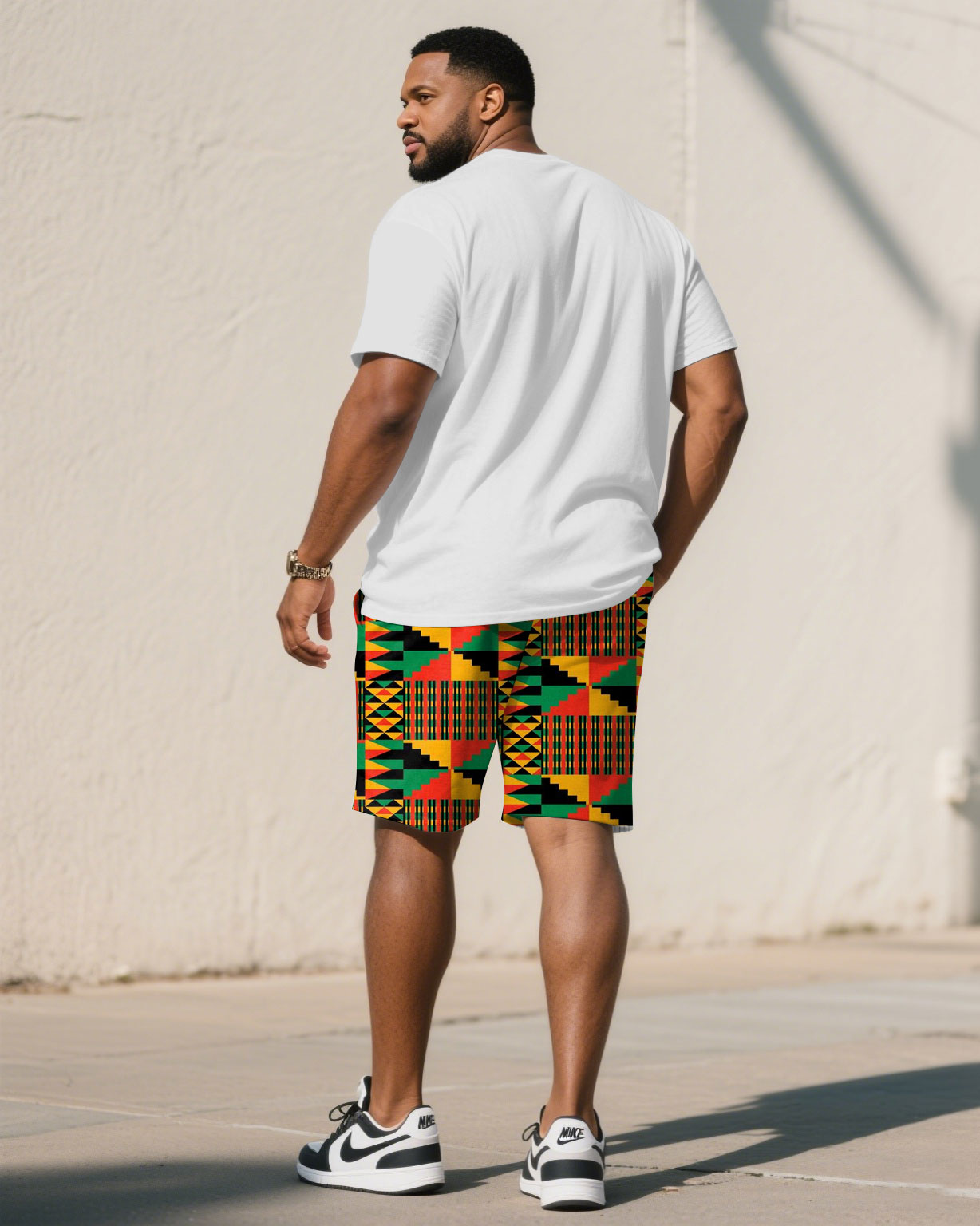 Big & Tall Graphic T-Shirt Shorts Set for big men view 4