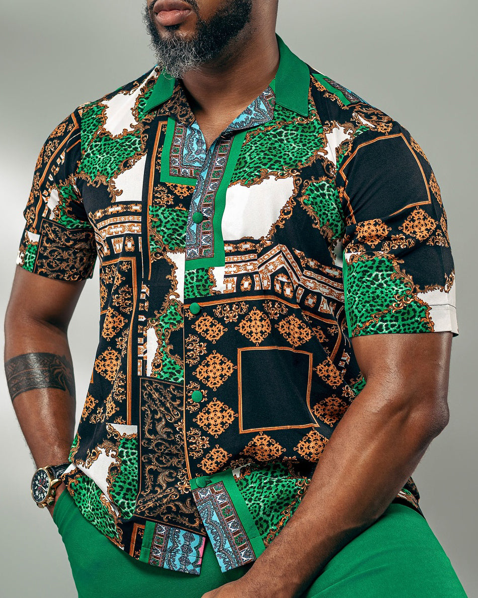 Big & Tall Graphic T-Shirt Shorts Set for big men view 4