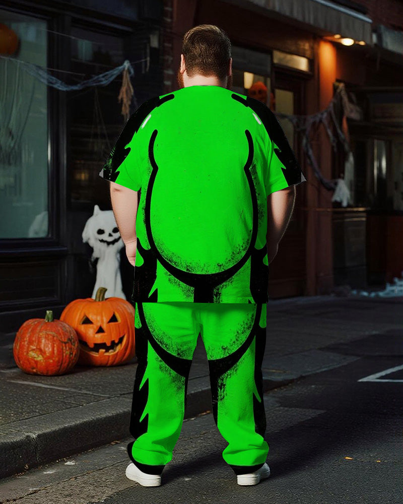 Big & Tall Green Graffiti T-Shirt Pants Set for big men view 4
