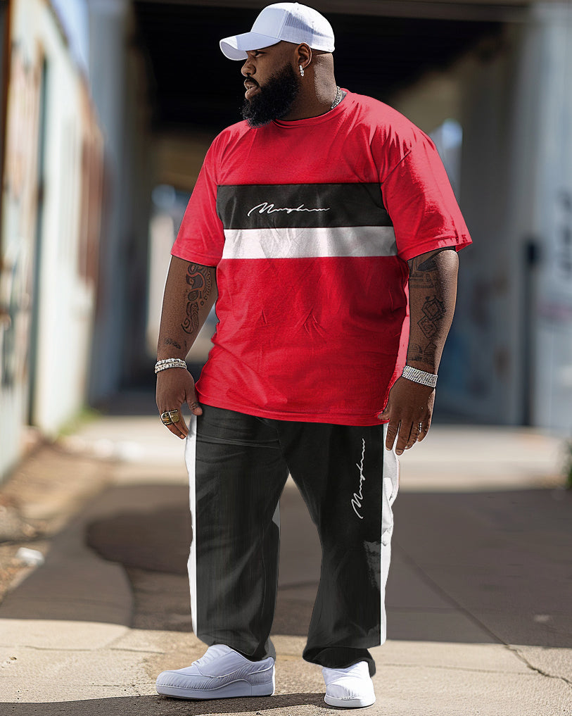 Big & Tall Colorblock Graphic Two-piece Set for big men view 1