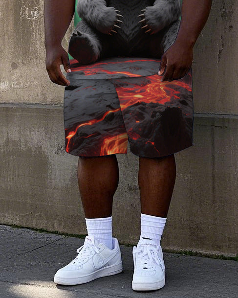 Big & Tall Geometric T-Shirt Shorts Set for big men view 3