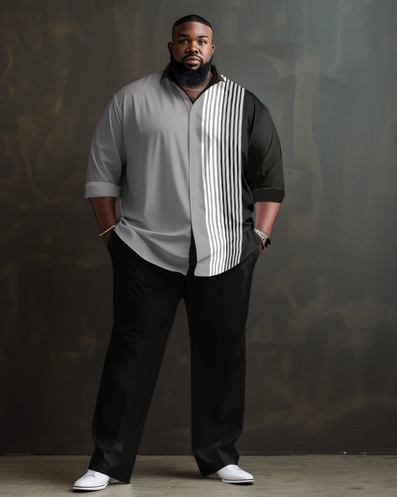 Big & Tall Gradient Striped Two-piece Set for big men view 1