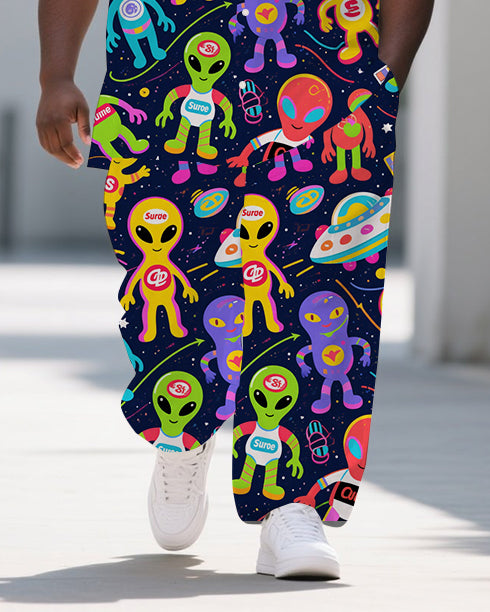 Big & Tall Graffiti Streetwear T-Shirt Pants Set for big men view 3