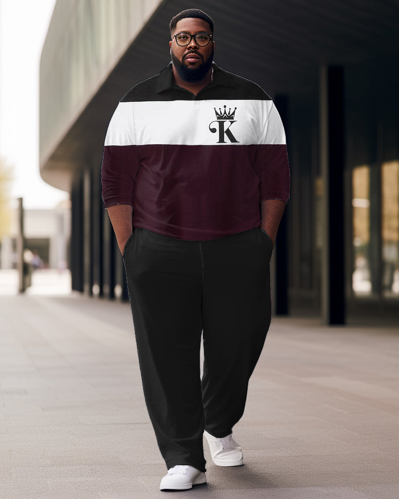 Big & Tall Colorblock Graphic T-Shirt Pants Set for big men view 1