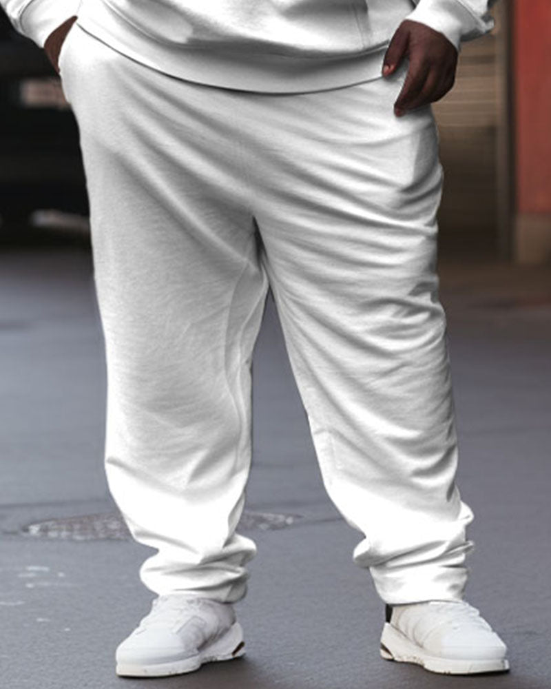 Big & Tall Solid Color Athletic Hoodie Sweatpants Set for big men view 7