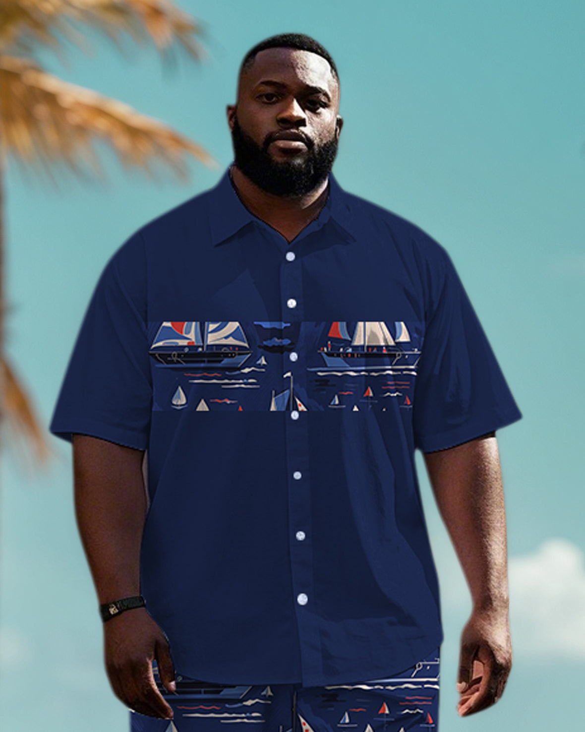 Big & Tall Colorblock T-Shirt Shorts Set for big men view 2