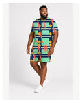 Big & Tall Retro Block Digital Print T-Shirt and Shorts Set Set