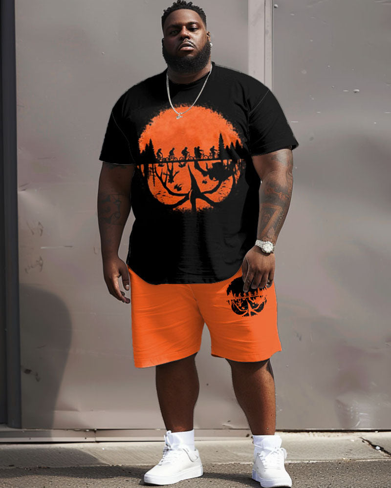 Big & Tall Geometric Graphic T-Shirt Shorts Set for big men view 1
