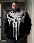 Big & Tall White Graphic Splash Ink Shirt Pants Set for big men