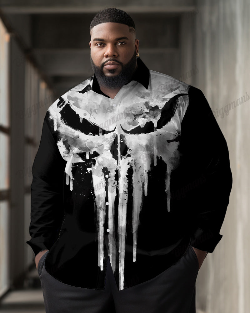 Big & Tall White Graphic Splash Ink Shirt Pants Set for big men
