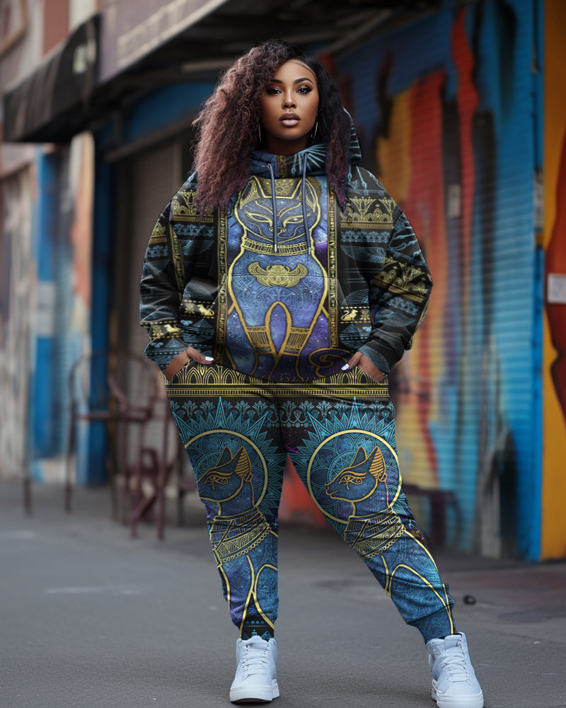 Big & Tall Graphic Vintage Hoodie Sweatpants Set for big men view 1