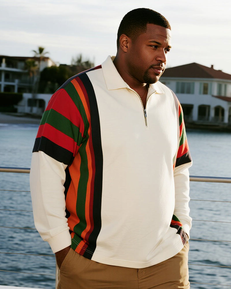 Big & Tall Colorblock Striped Graphic Polo Shirt for big men view 1
