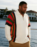 Big & Tall Colorblock Striped Graphic Polo Shirt for big men view 1