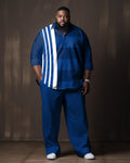 Big & Tall Blue Gradient T-Shirt Pants Set for big men view 1
