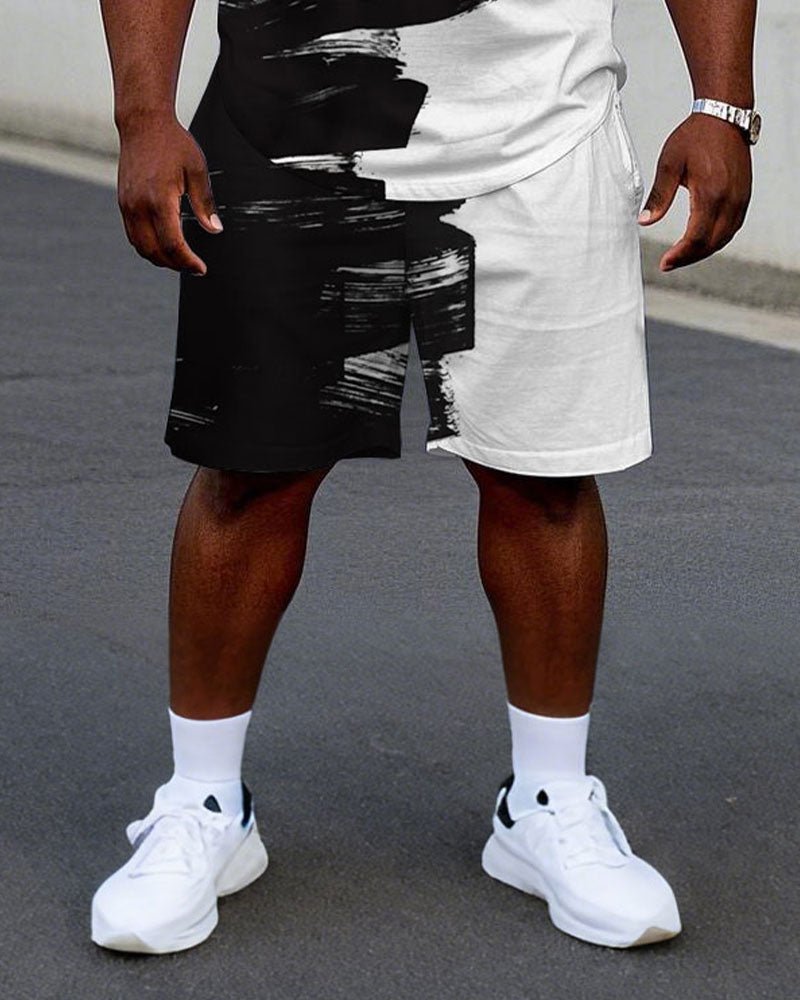 Big & Tall Graphic Streetwear T-Shirt Shorts Set for big men view 3