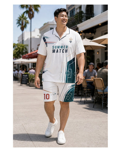 Big & Tall Graphic Polo Shorts Set for big men view 1