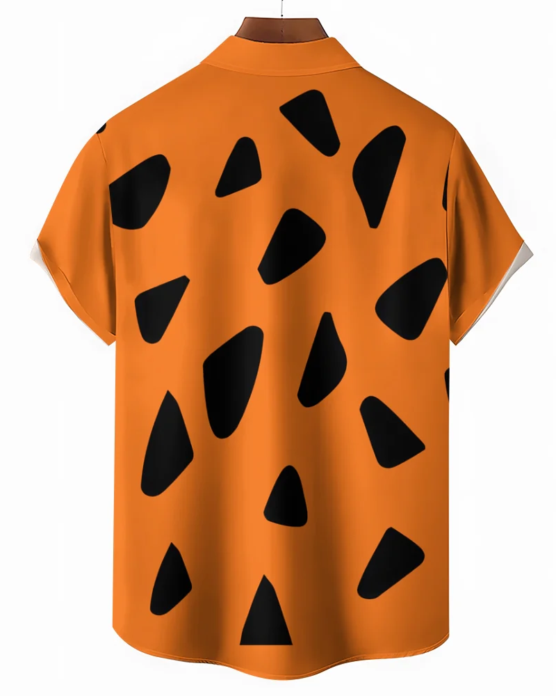 Big & Tall Orange Graphic Vintage T-Shirt Shorts Set for big men view 5