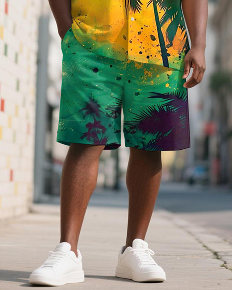 Big & Tall Juneteenth Hawaiian T-Shirt Shorts Set for big men view 3