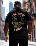 Big & Tall Streetwear Skull T-Shirt Shorts Set for big men view 1