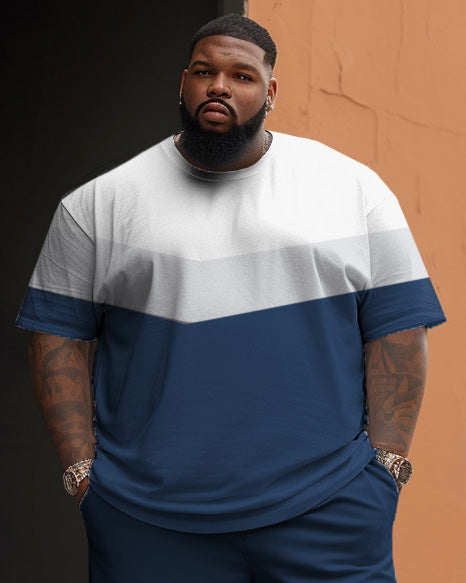 Big & Tall Colorblock Graffiti T-Shirt Shorts Set for big men view 2