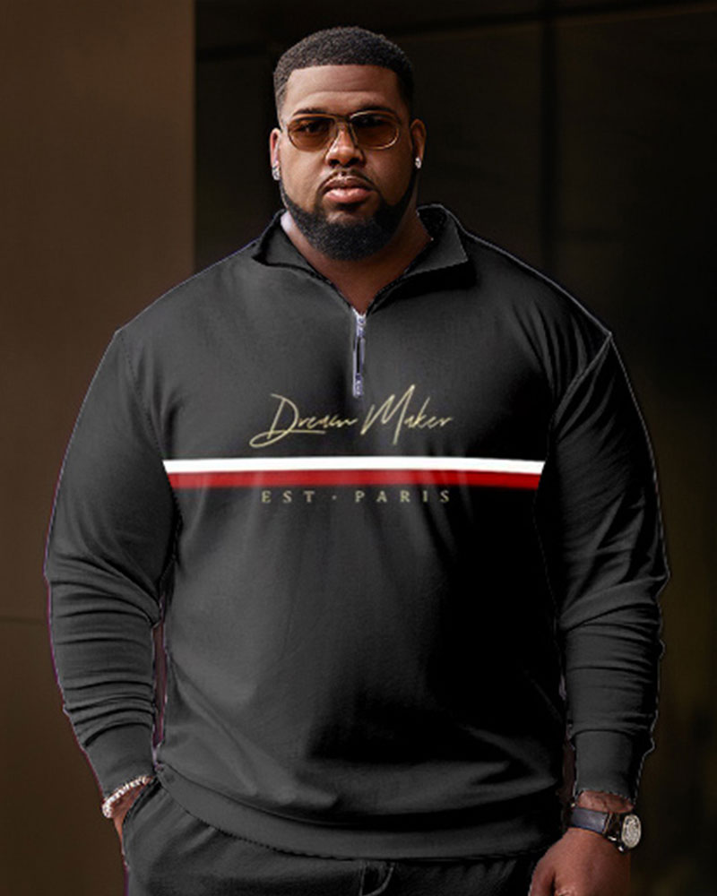 Big & Tall Striped T-Shirt Pants Set for big men view 2
