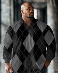 Big & Tall Black Plaid Long Sleeve Shirt for big men view 1
