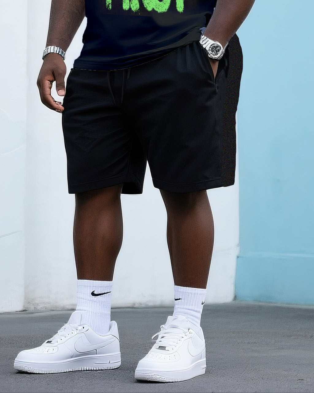 Big & Tall Graffiti T-Shirt Shorts Set for big men view 3