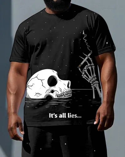 Big & Tall Graphic Skull Two-piece Set for big men view 2