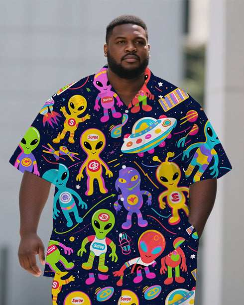 Big & Tall Graffiti Streetwear T-Shirt Pants Set for big men view 2