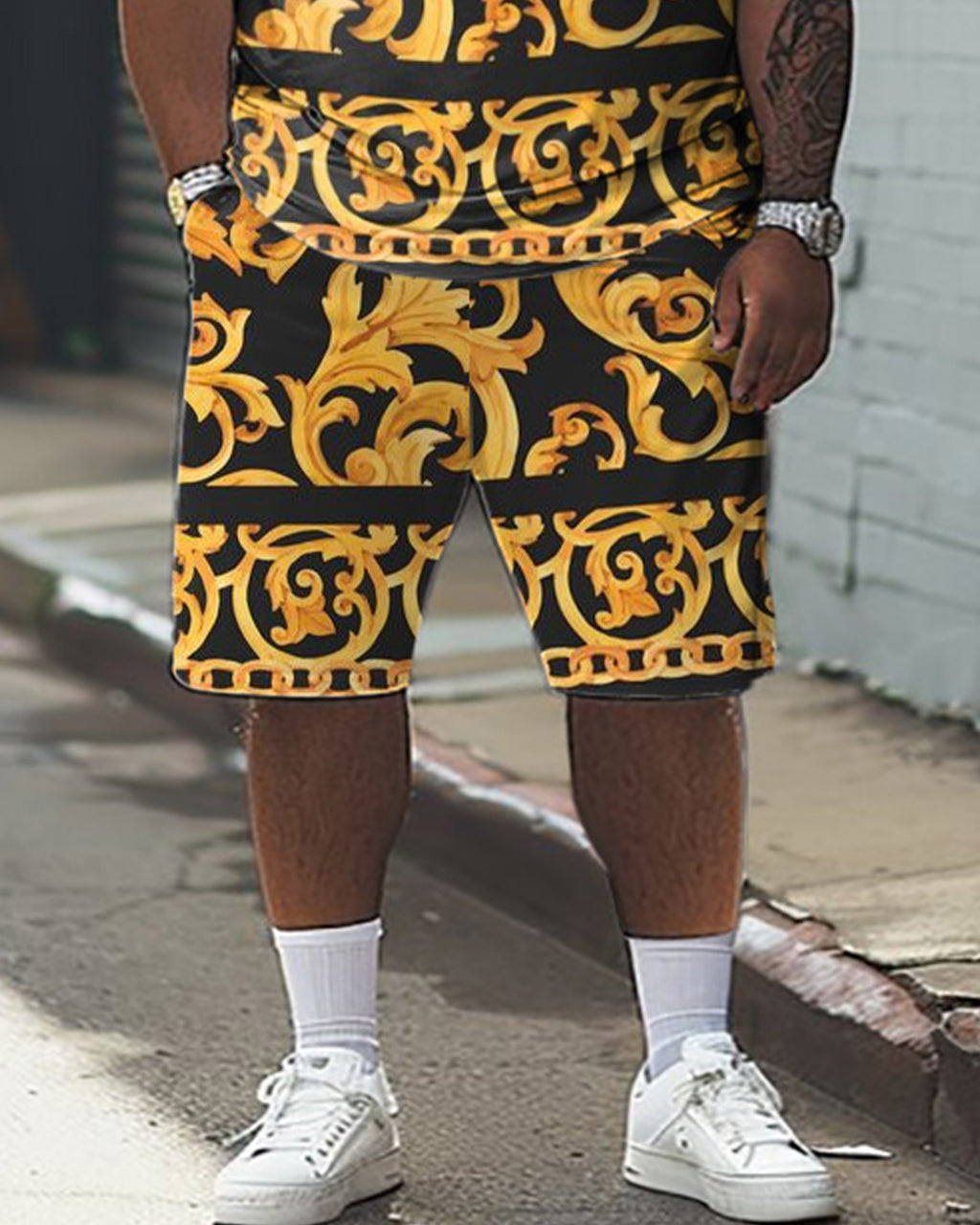 Big & Tall Graphic T-Shirt Shorts Set for big men view 3