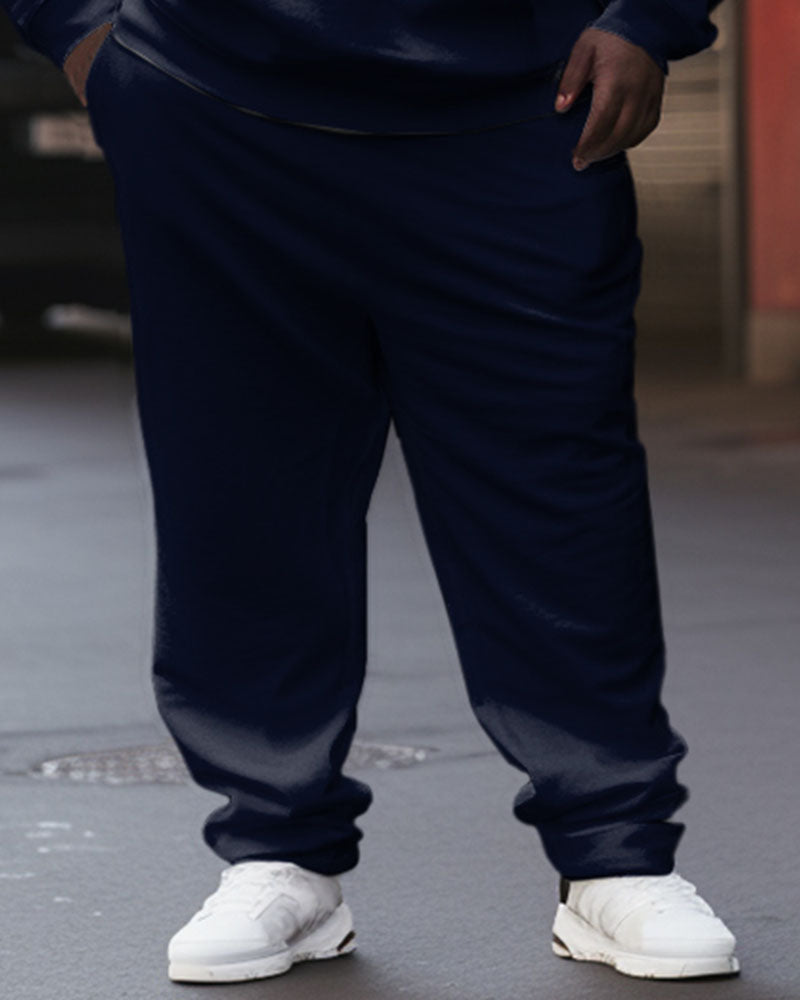 Big & Tall Solid Color Athletic Hoodie Sweatpants Set for big men view 8