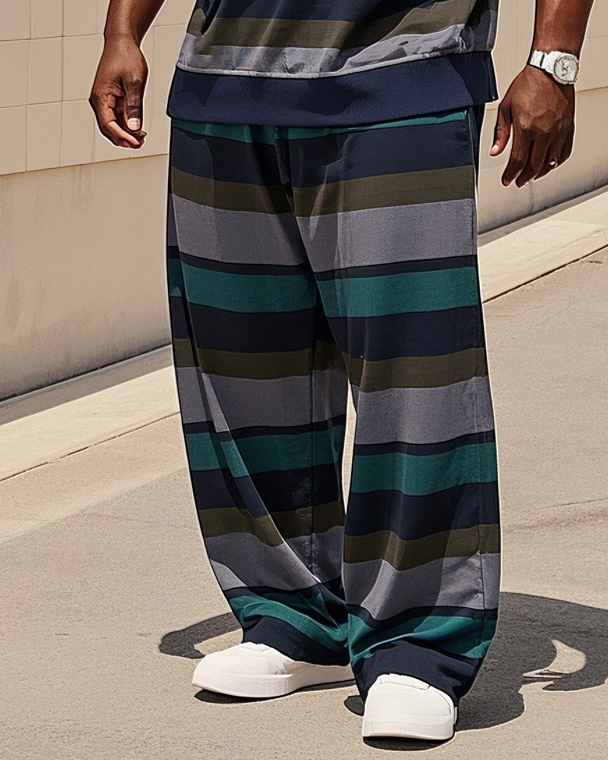 Big & Tall Striped Vest Pants Set for big men view 3