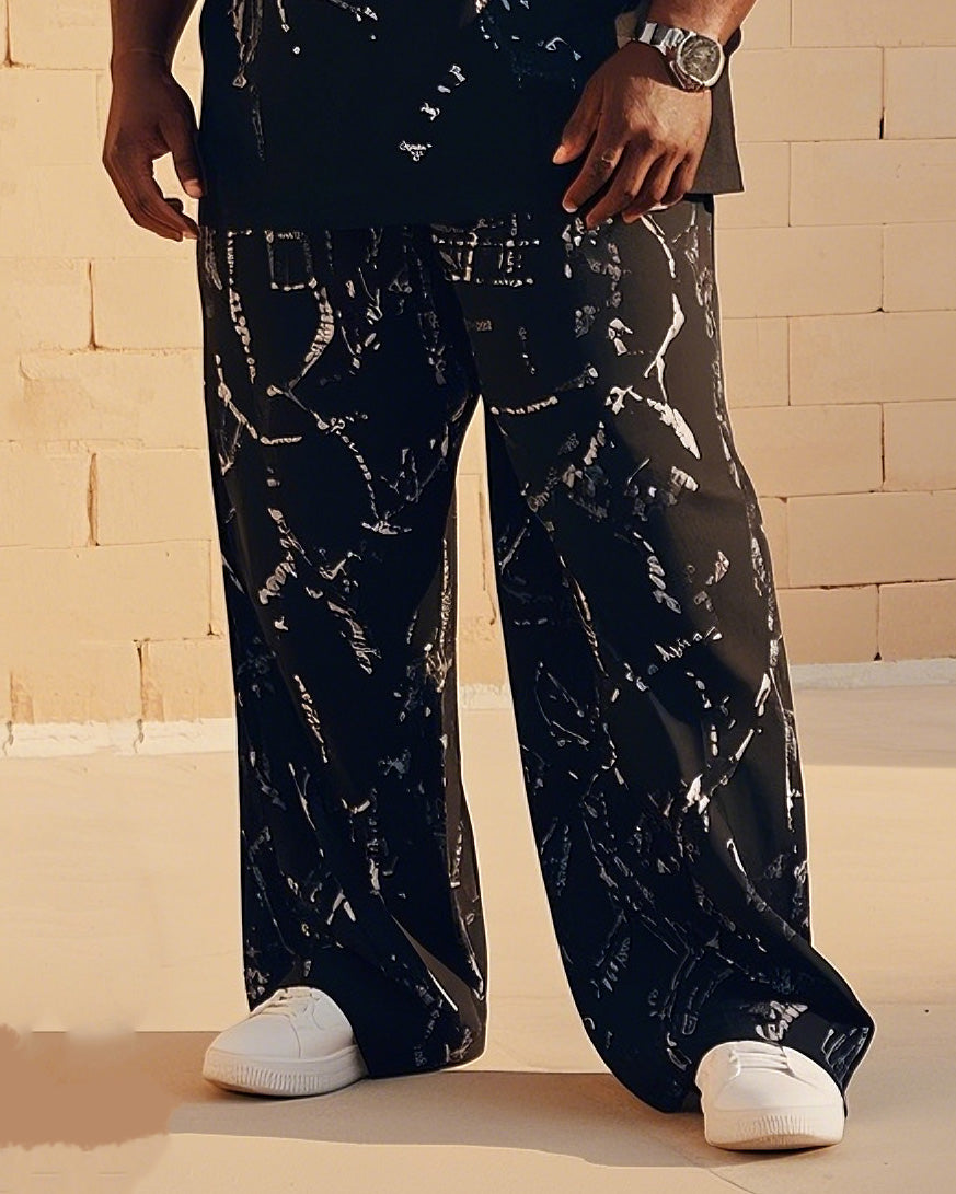 Big & Tall Streetwear Skull Vest Pants Set for big men view 3