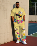 Big & Tall Floral T-Shirt Pants Set for big men view 1