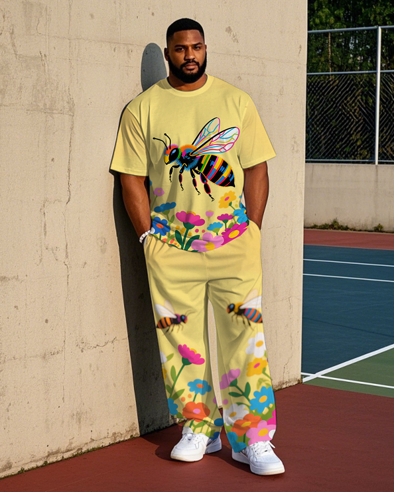 Big & Tall Floral T-Shirt Pants Set for big men view 1