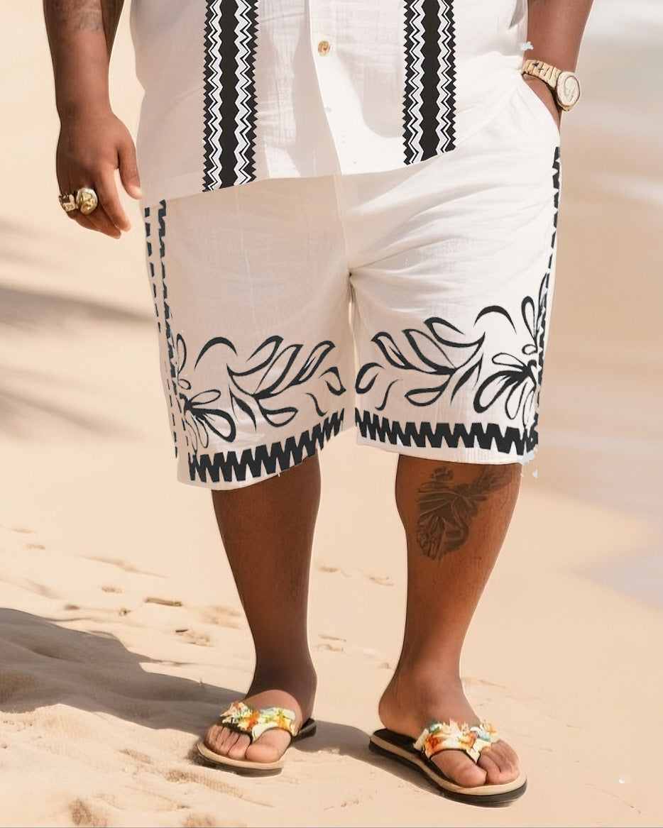 Big & Tall Patchwork T-Shirt Shorts Set for big men view 3