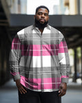 Big & Tall Gray Plaid Long Sleeve Shirt for big men