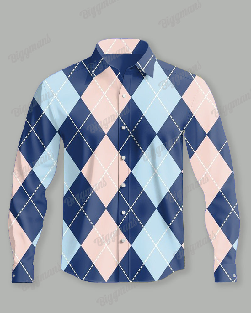 Big & Tall Plaid Streetwear Long Sleeve Shirt for big men view 2