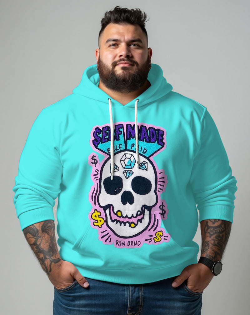 Big & Tall Blue Pink Streetwear Hoodie Sweatpants Set for big men view 4