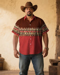 Big & Tall Red Western Denim Short Sleeve Shirt for big men view 1