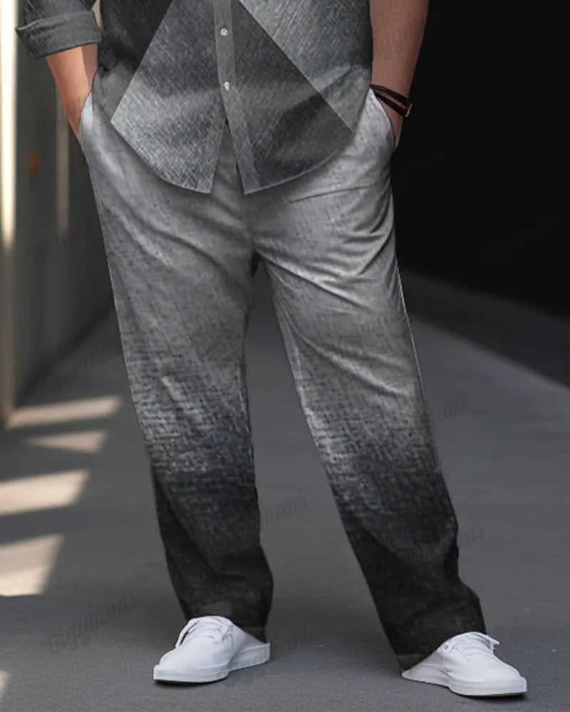 Big & Tall Gradient Geometric Graphic Two-piece Set for big men view 3