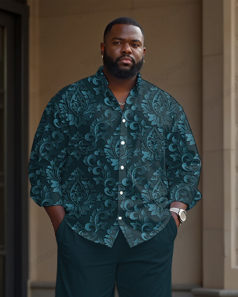 Big & Tall Graphic Floral Shirt Pants Set for big men view 2