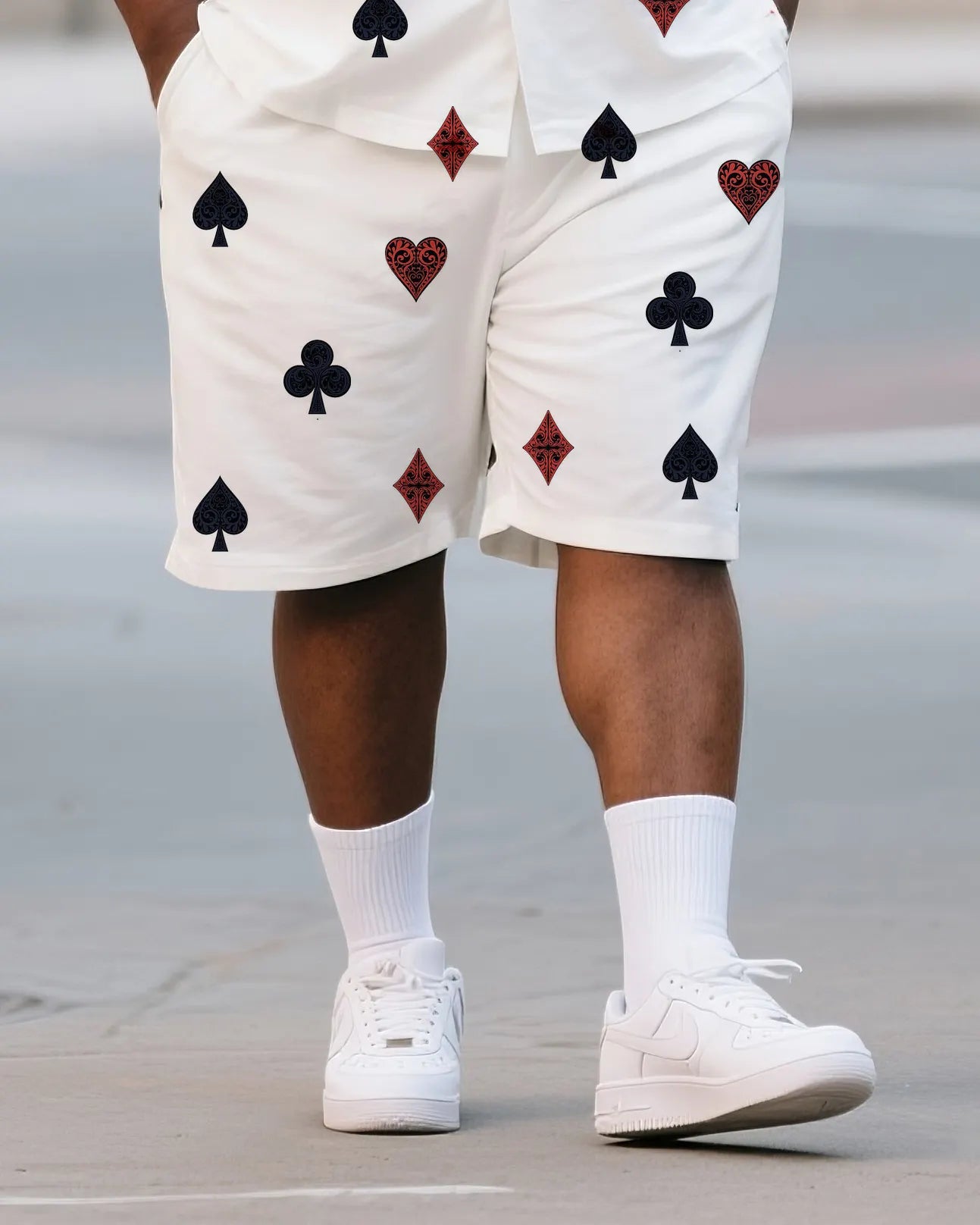 Big & Tall Graphic T-Shirt Shorts Set for big men view 3