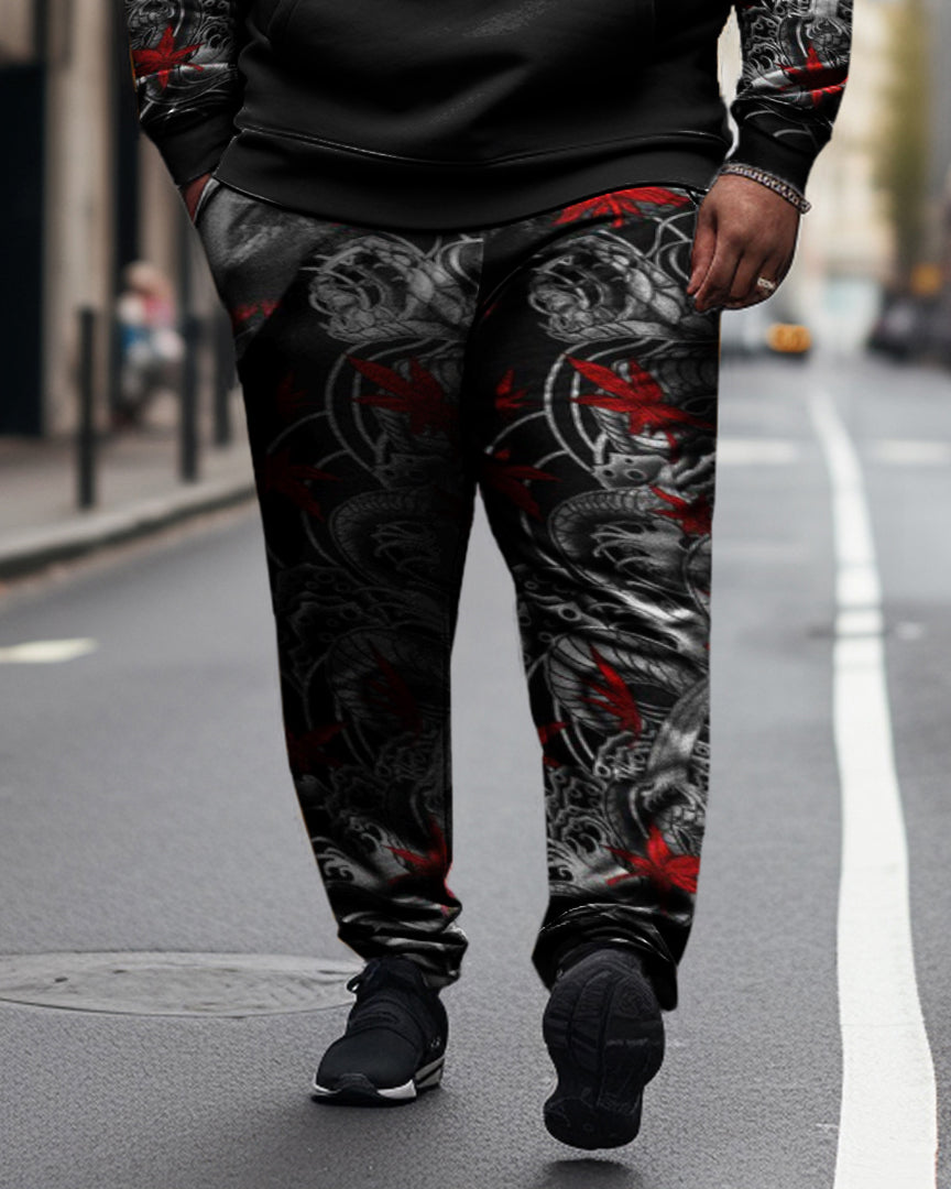 Big & Tall Skull Hoodie Sweatpants Set for big men view 3
