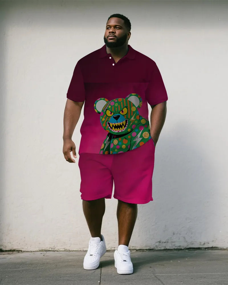 Big & Tall Gradient Polo Shorts Set for big men view 1