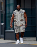 Big & Tall Hawaiian T-Shirt Shorts Set for big men view 1